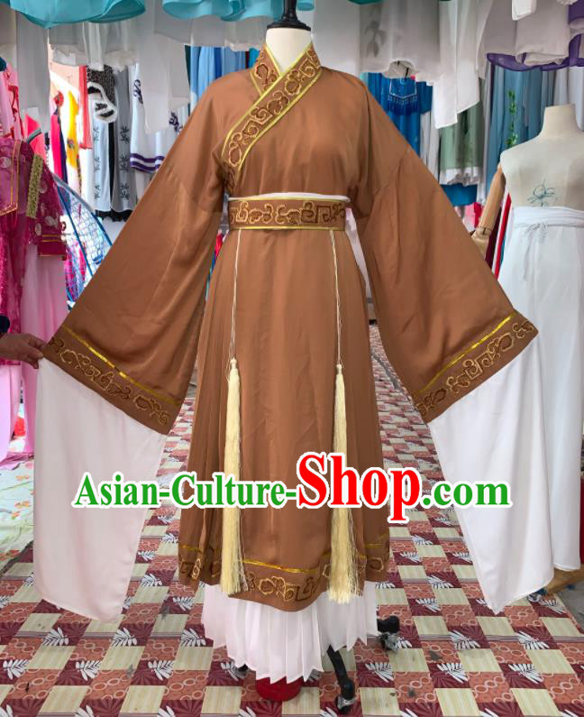 China Ancient Elderly Woman Garment Costumes Shaoxing Opera Old Dame Brown Dress Outfits Traditional Peking Opera Laodan Clothing