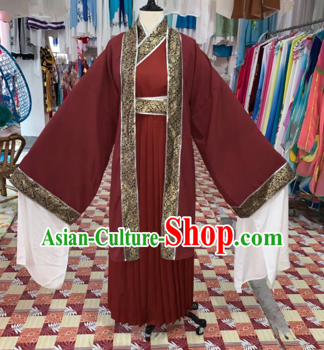 China Henan Opera Old Dame Wine Red Dress Outfits Traditional Peking Opera Laodan Clothing Ancient Elderly Woman Garment Costumes