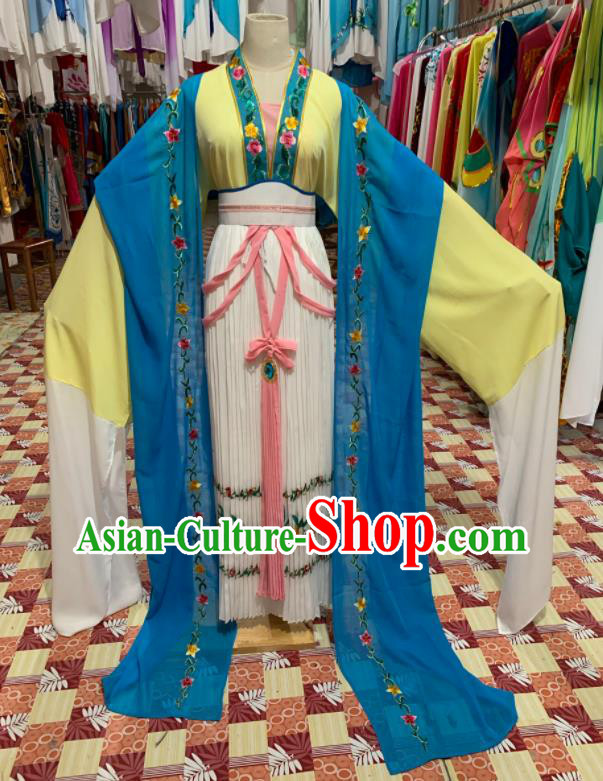 China Ancient Fairy Garment Costumes Huangmei Opera Actress Dress Outfits Traditional Peking Opera Diva Clothing