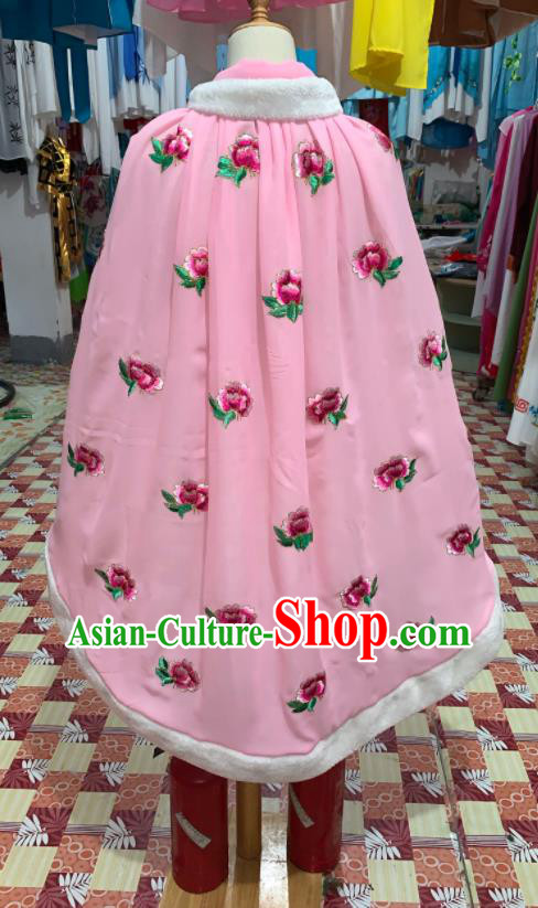 China Shaoxing Opera Actress Embroidered Pink Mantle Traditional Peking Opera Diva Clothing Ancient Noble Lady Garment Costume