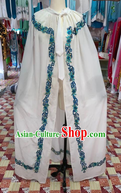 China Beijing Opera Xiaosheng White Mantle Traditional Opera Scholar Cloak Clothing Shaoxing Opera Childe Garment Costume