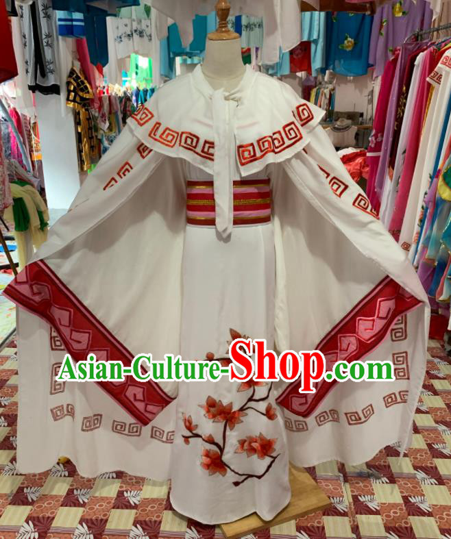 China Shaoxing Opera Childe Garment Costumes Beijing Opera Xiaosheng White Robe with Mantle Traditional Opera Scholar Clothing