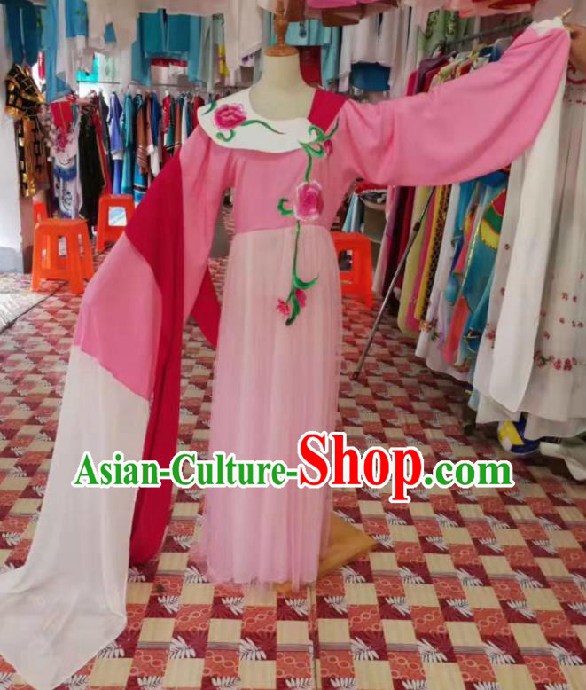 China Ancient Flower Fairy Garment Costumes Shaoxing Opera Goddess Pink Dress Outfits Traditional Peking Opera Actress Clothing