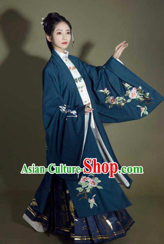 China Ming Dynasty Noble Mistress Garment Costumes Ancient Court Beauty Clothing Traditional Embroidered Hanfu Dresses