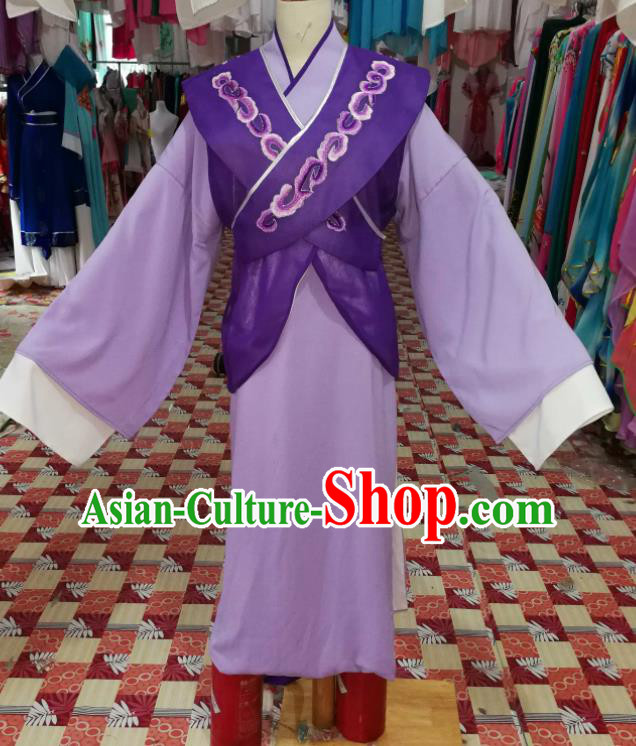 China Shaoxing Opera Merchant Garment Costumes Beijing Opera Xiaosheng Purple Robe Uniforms Traditional Opera Young Male Clothing