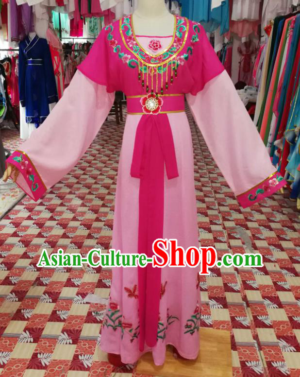 China Ancient Court Maid Garment Costumes Shaoxing Opera Servant Girl Dress Outfits Traditional Peking Opera Village Woman Clothing