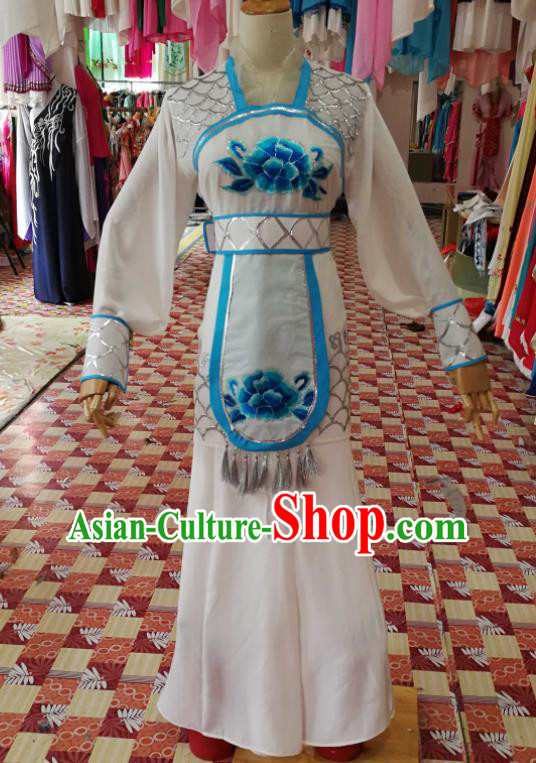 China Traditional Peking Opera Wudan Clothing Ancient Swordswoman Garment Costumes Shaoxing Opera Actress White Dress Outfits