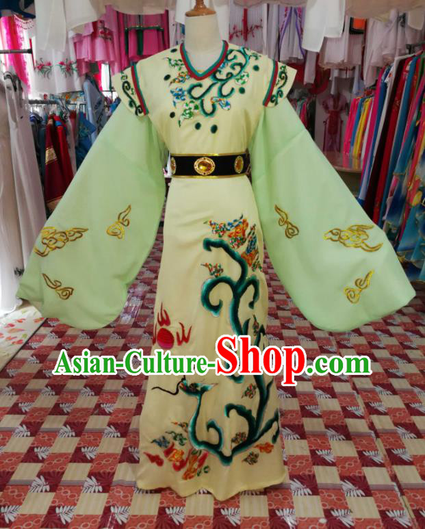 China Shaoxing Opera Prince Garments Beijing Opera Xiaosheng Green Robe Uniforms Traditional Opera Young Childe Clothing