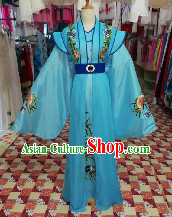 China Traditional Opera Young Childe Clothing Shaoxing Opera Prince Garments Beijing Opera Xiaosheng Blue Robe Uniforms