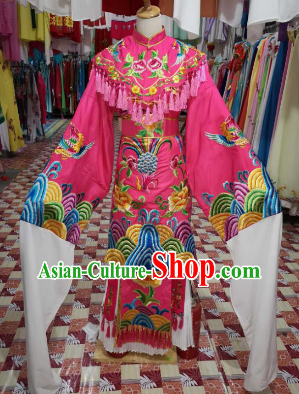 China Shaoxing Opera Princess Rosy Dress Outfits Traditional Peking Opera Diva Clothing Ancient Imperial Concubine Garment Costumes