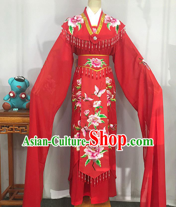 China Ancient Palace Princess Garment Costume Huangmei Opera Imperial Consort Red Dress Outfits Traditional Peking Opera Actress Clothing