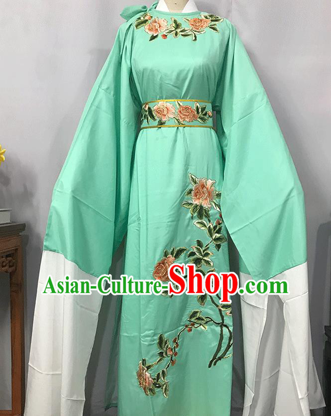 China Traditional Shaoxing Opera Niche Clothing Opera Scholar Garments Beijing Opera Xiaosheng Embroidered Green Robe