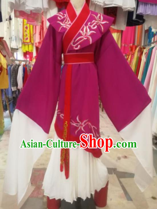 China Ancient Woman Matchmaker Garment Costumes Huangmei Opera Elderly Female Purple Dress Outfits Traditional Peking Opera Dame Clothing