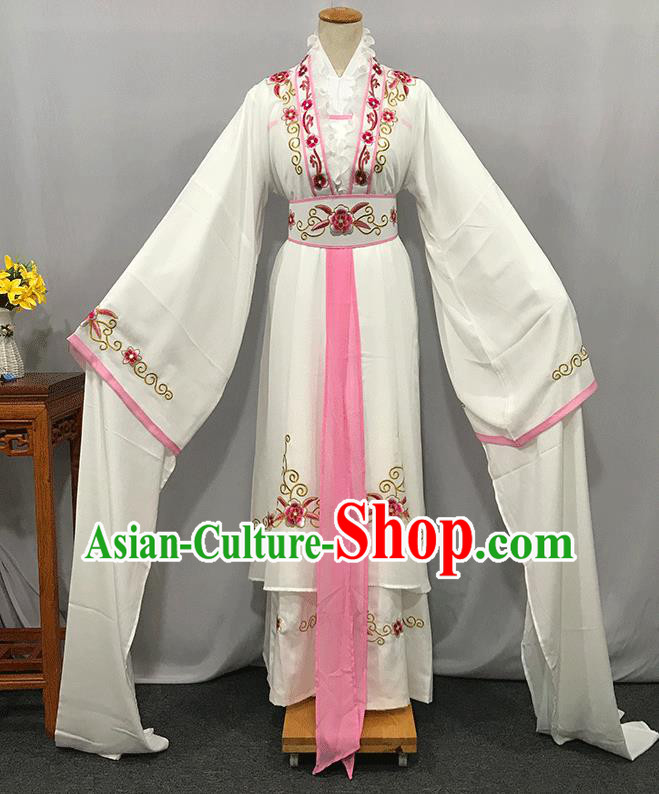 China Traditional Yue Opera Swordswoman White Dress Outfits Peking Opera Hua Tan Clothing Ancient Young Beauty Garment Costumes