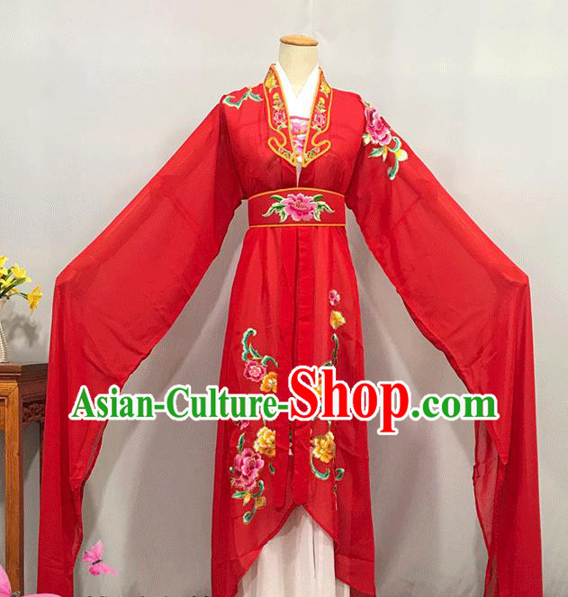 China Ancient Fairy Garment Costumes Traditional Yueju Opera Princess Clothing Peking Opera Hua Tan Red Water Sleeve Dress Outfits