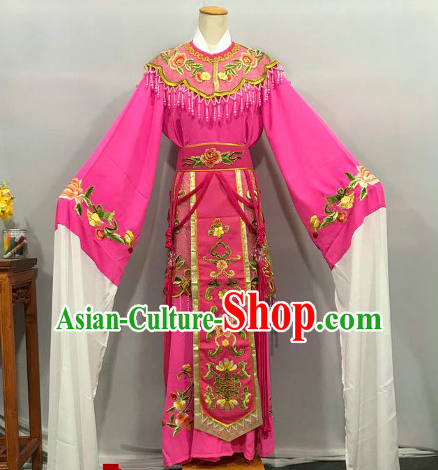 China Peking Opera Princess Rosy Dress Outfits Ancient Goddess Garment Costumes Traditional Shaoxing Opera Imperial Consort Clothing