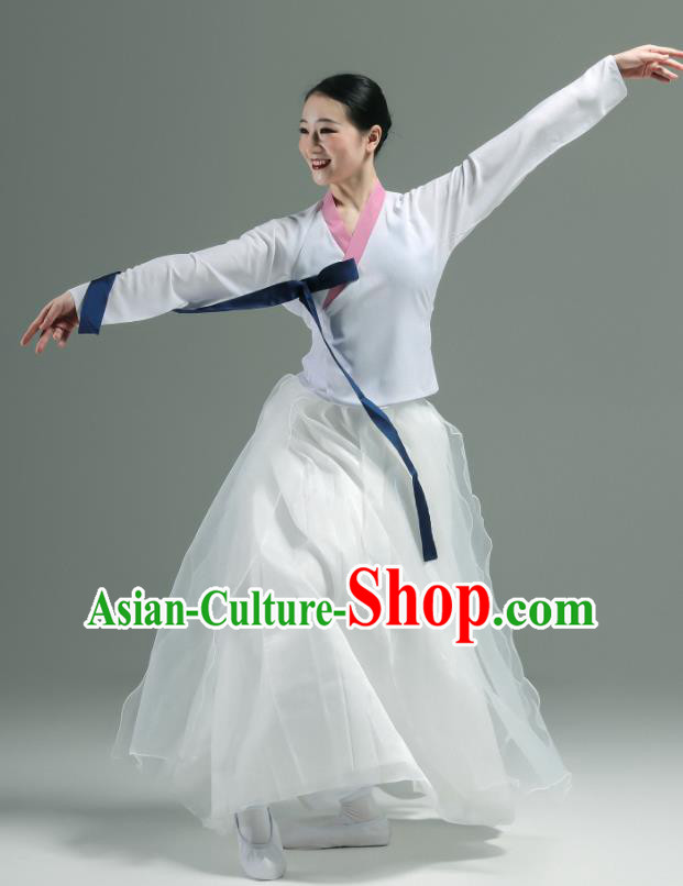 China Women Stage Performance Costumes Woman Dance White Dress Uniforms Korean Dance Fashion Classical Dance Clothing