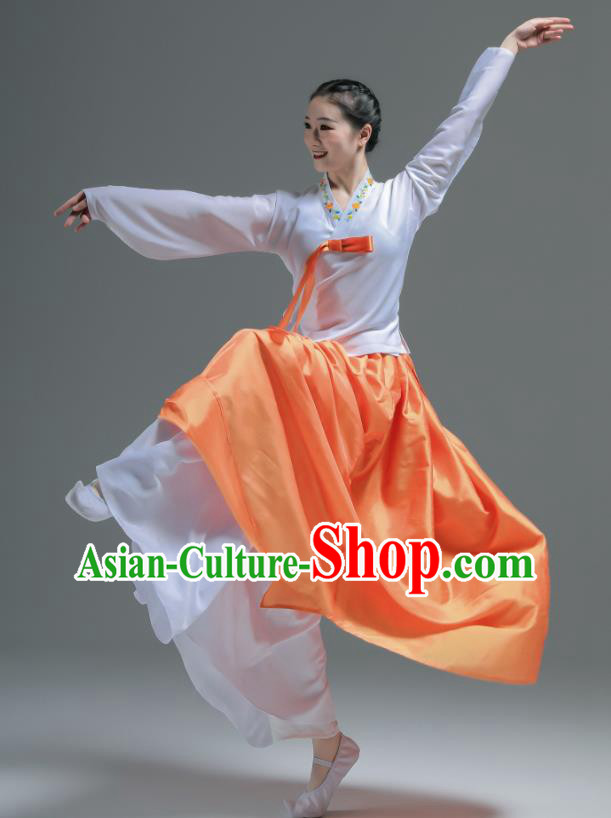 Korean Dance Fashion China Classical Dance Clothing Women Stage Performance Costumes Woman Dance Orange Dress Uniforms