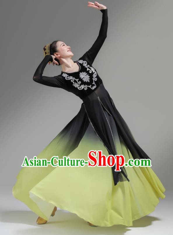 Chinese Ethnic Woman Dance Garments Uyghur Minority Performance Dress Outfits Uighur Nationality Dance Clothing Xinjiang Dance Costumes
