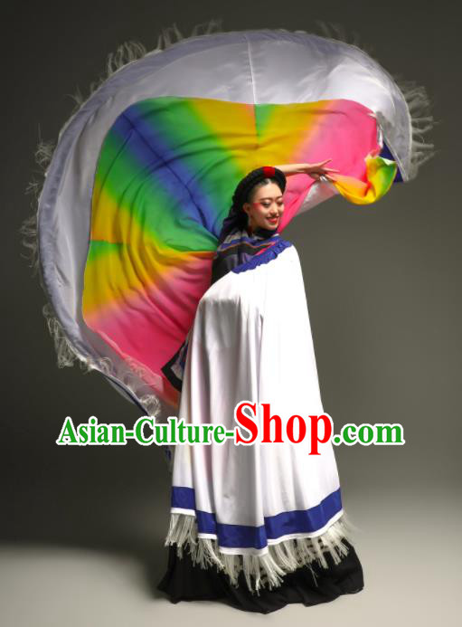 Chinese Ethnic Woman Dance Outfits Yi Minority Festival Dress Xiangxi Nationality Dance Clothing Stage Performance Garment Costumes