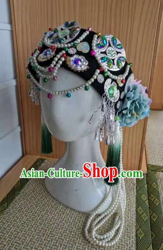 Chinese Yunnan Ethnic Folk Dance Hat Pumi Nationality Children Headwear Naxi Minority Girl Headdress