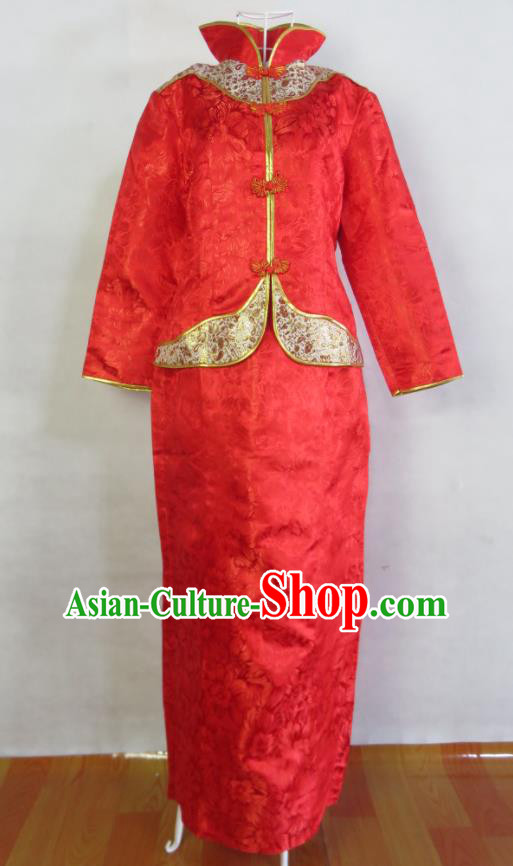 China Classical Xiuhe Suits Ancient Bride Toasting Red Dress Clothing Traditional Wedding Garment Costumes Tang Suit Cheongsam