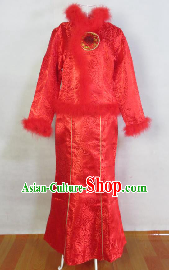China Traditional Wedding Garments Tang Suit Cheongsam Classical Xiuhe Suits Ancient Bride Toasting Red Dress Clothing