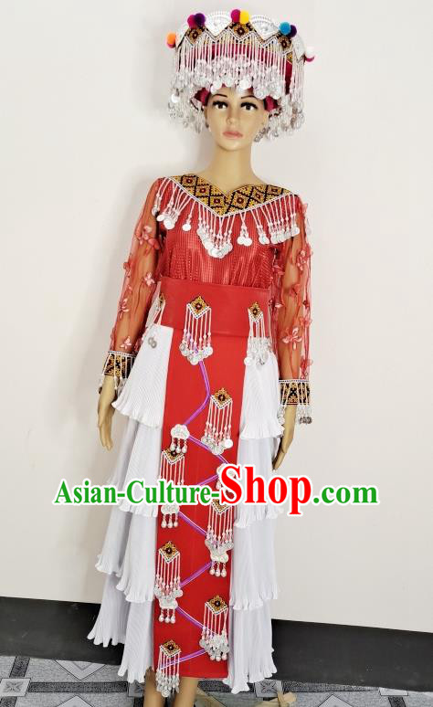 China Yunnan Minority Woman Garments Miao Nationality Festival Costumes Ethnic Photography Clothing Traditional Hmong Wedding Dress Outfits