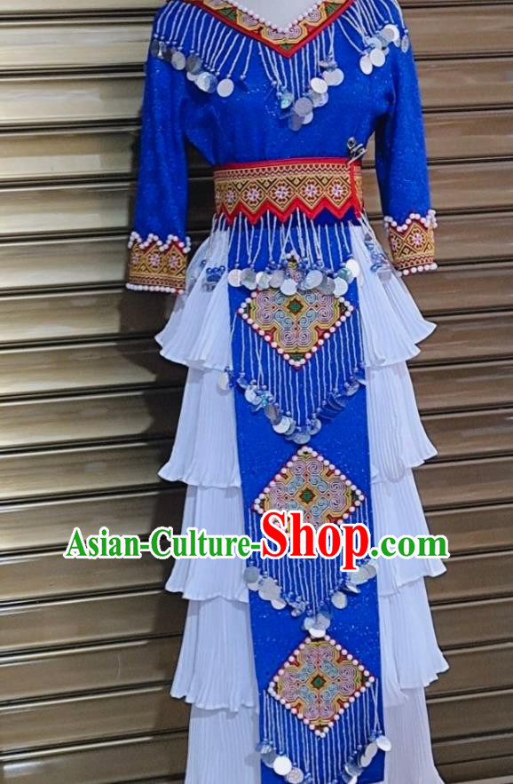 China Yunnan Minority Wedding Garments Miao Nationality Bride Costumes Ethnic Performance Clothing Traditional Hmong Folk Dance Skirt Outfits