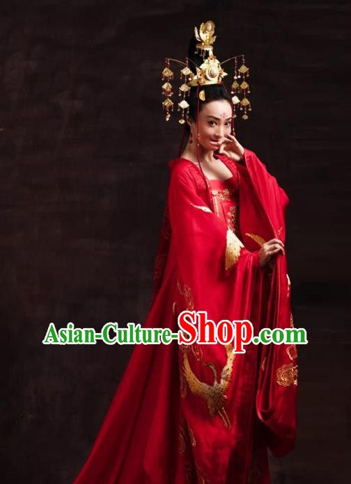 China Classical Dance Clothing Tang Dynasty Imperial Consort Garment Costumes Hanfu Dance Uniforms Stage Performance Red Dress