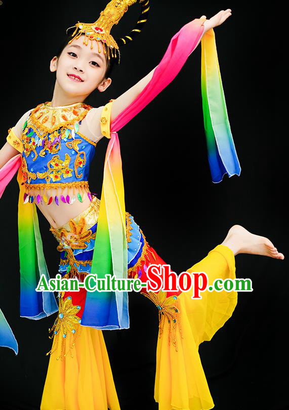 China Fairy Dance Dress Children Flying Apsaras Dance Outfits Girl Performance Clothing Classical Dance Garment Costumes