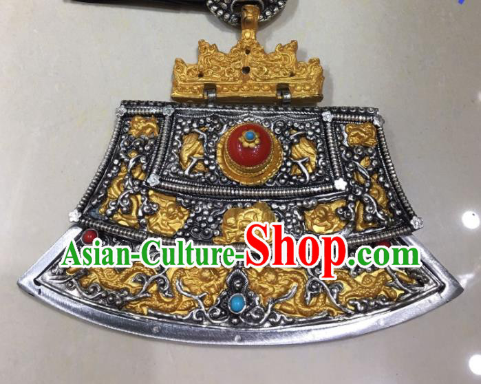 Handmade China Tibetan Robe Steel Flint Waistband Zang Nationality Waist Accessories Ethnic Wedding Cupronickel Belt Pendant