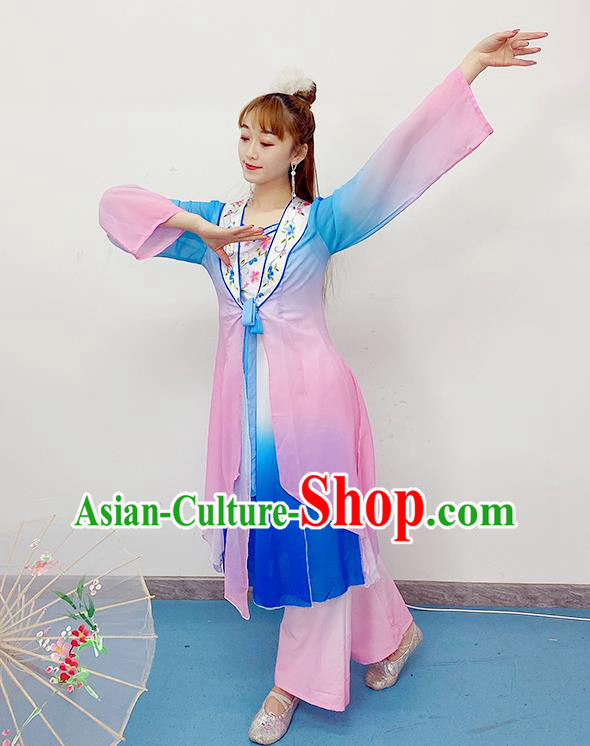 Chinese Female Stage Performance Garment Costumes Umbrella Dance Pink Dress Classical Dance Clothing Fairy Dance Outfits