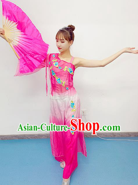 Chinese New Year Yangko Dance Costume Fan Dance Clothing Folk Dance Rosy Outfits Woman Stage Performance Garments