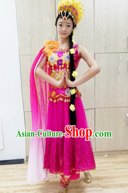 Professional Indian Dance Rosy Outfits Belly Dance Costume Raks Sharki Dress Oriental Dance Clothing