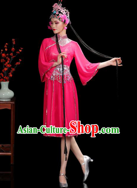 Professional China Women Group Dance Costumes Jazz Performance Garments Modern Dance Clothing Opening Dance Rosy Dress