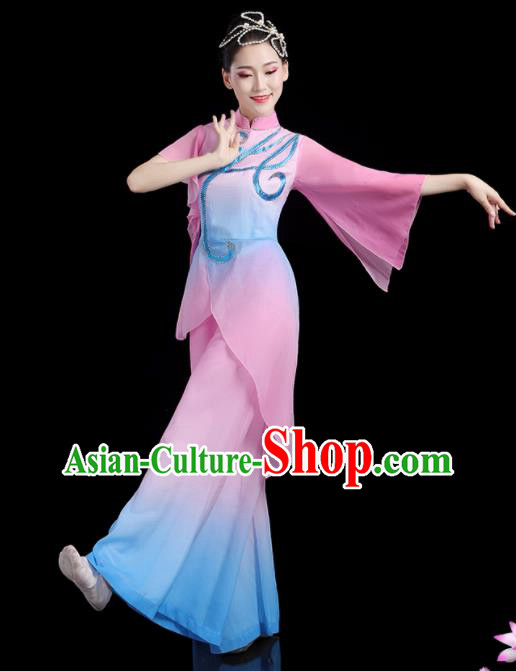 Chinese Woman Group Dance Costumes Yangko Performance Apparels Square Folk Dance Clothing Traditional Fan Dance Pink Outfits