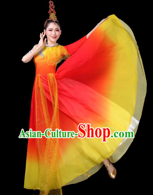 Professional China Woman Chorus Performance Garments Modern Dance Clothing Opening Dance Red Dress Spring Festival Gala Costume