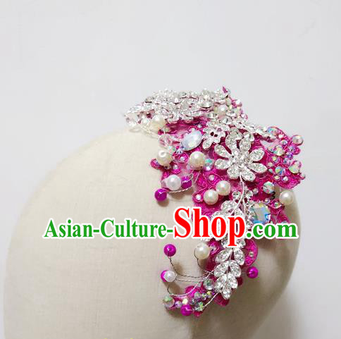 China Fan Dance Headpiece Women Yangge Hairpin Folk Dance Rosy Flowers Hair Comb Yangko Dance Hair Accessories