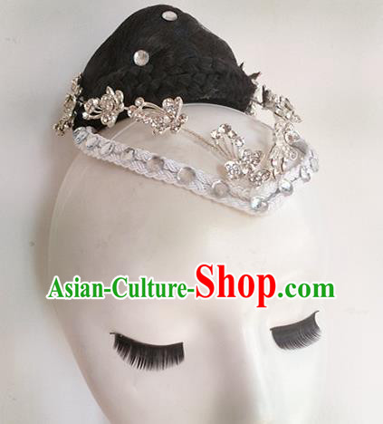 Chinese Mongolian Dance Hairpieces Traditional Stage Performance Wigs Chignon Classical Dance Hair Accessories Female Dance Headdress