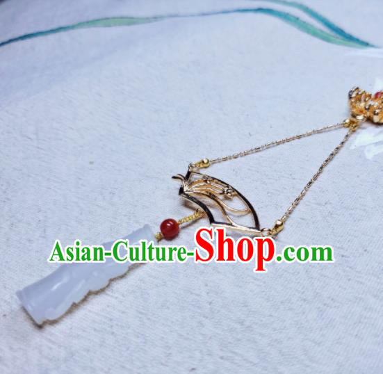 China Handmade Qing Dynasty Jade Jewelry Ancient Imperial Consort Brooch Traditional Golden Orchids Pendant Accessories