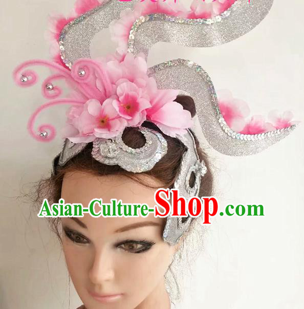 China Women Group Dance Hat Stage Performance Hair Accessories Modern Dance Headpiece Opening Dance Hair Crown