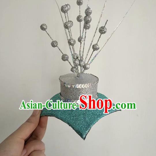 China Folk Dance Hair Crown Women Group Dance Hat Stage Performance Hair Accessories Fan Dance Headpiece
