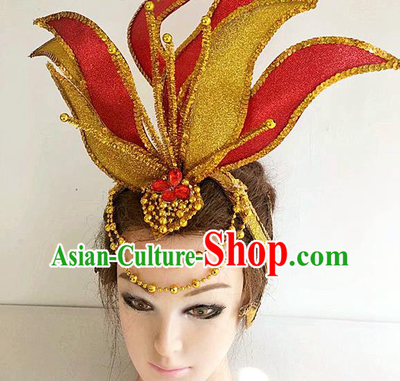 China Modern Dance Headpiece Opening Dance Hair Crown Women Group Dance Hat Stage Performance Hair Accessories