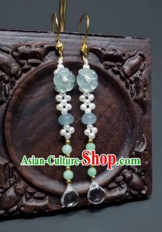 Handmade Chinese Cheongsam Ear Jewelry Qing Dynasty Court Eardrop Traditional Ear Accessories National Crystal Earrings