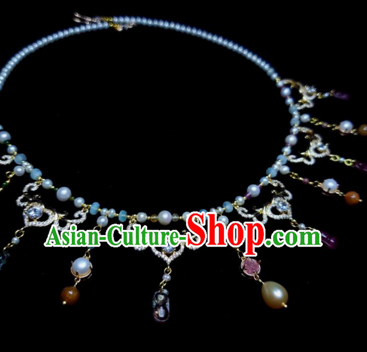 China Tang Dynasty Queen Necklet Handmade Pearls Jewelry Ancient Empress Necklace Accessories