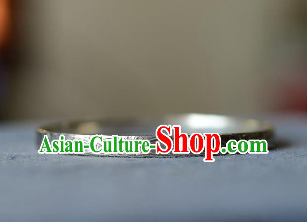 China Vintage Silver Carving Bracelet Traditional Wristlet Accessories Handmade Bangle Jewelry