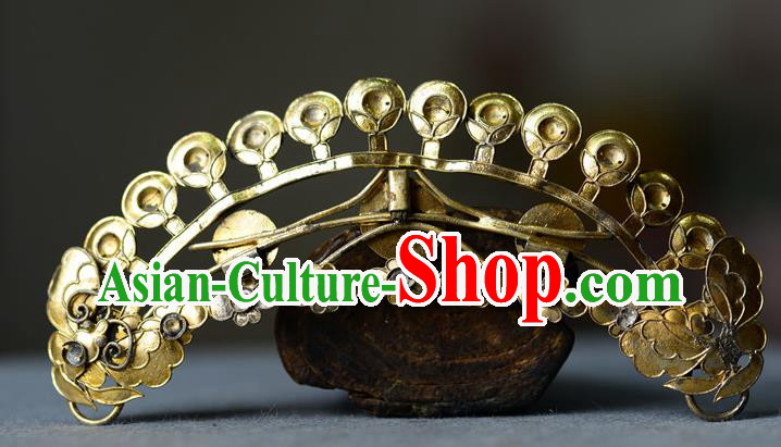 Chinese Ancient Empress Silver Hairpin Traditional Vintage Hair Accessories Handmade Qing Dynasty Hair Crown