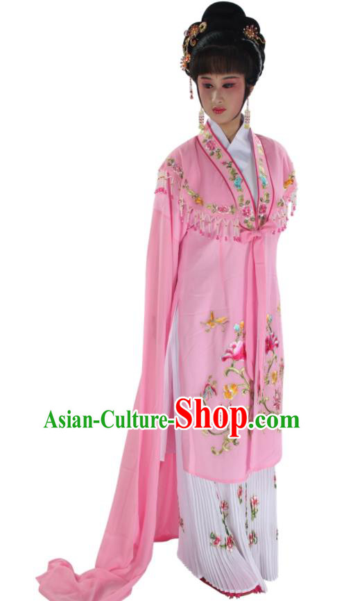 Chinese Ancient Young Mistress Garment Costume Traditional Shaoxing Opera Diva Clothing Beijing Opera Hua Tan Pink Water Sleeve Dress
