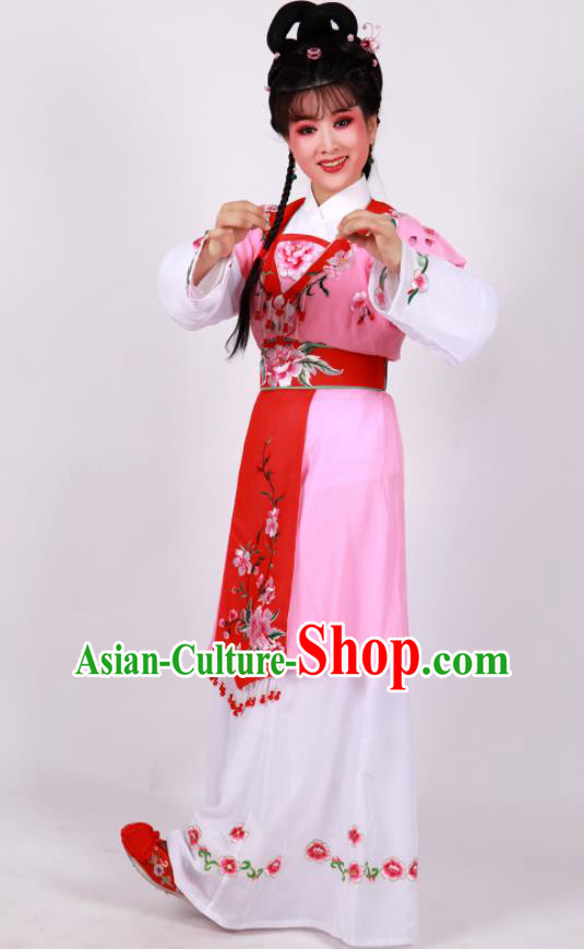 Chinese Beijing Opera Xiaodan Pink Dress Outfits Ancient Maid Lady Garment Costumes Traditional Huangmei Opera Servant Girl Clothing